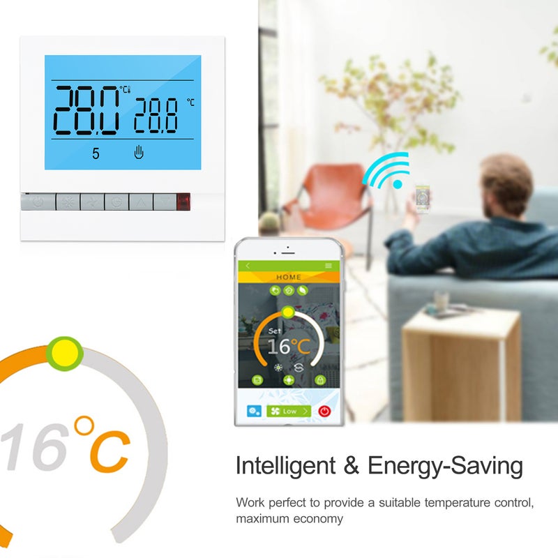Tuya WiFi Smart Thermostat Temperature Controller For Electric Heating White 10 x 6.50 x 9cm - Image 3