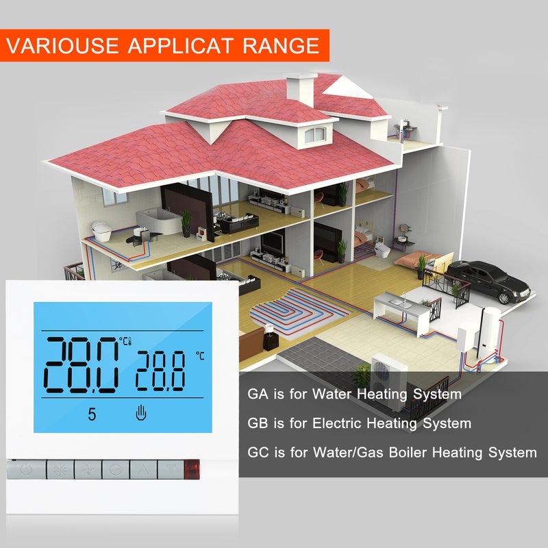 Programmable Smart Thermostat For Water Heating White 10 x 6.50 x 9cm - Image 5