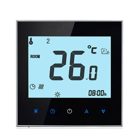 Smart Touchscreen Programmable Thermostat For Floor Heating System Black 10.50 x 5.80 x 9cm
