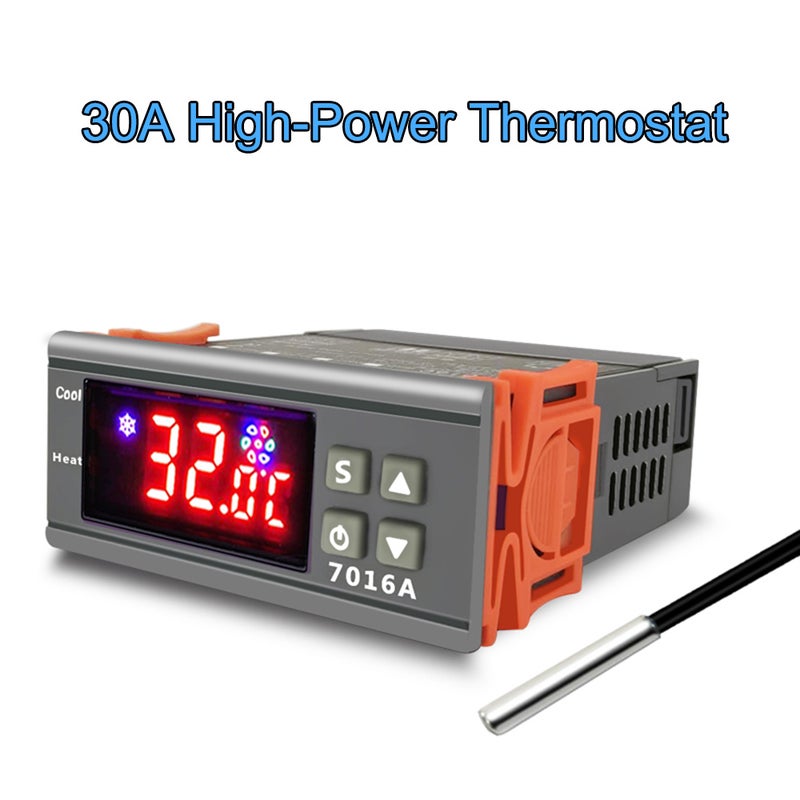 7016A Digital Temperature Switch Controller For Freezer Fridge Hatching Grey/Orange 9 x 4 x 8cm