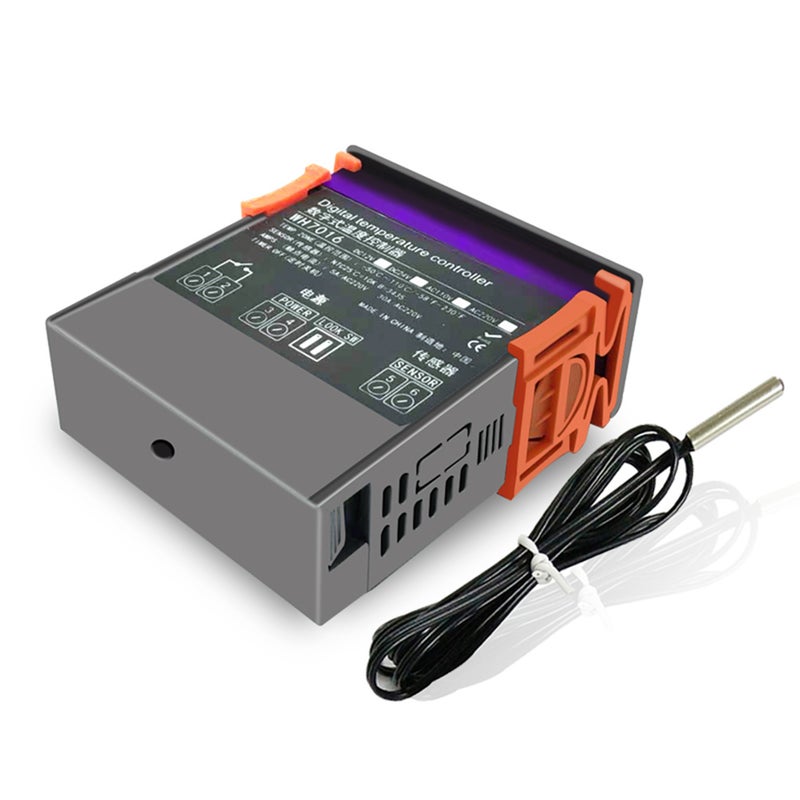 7016A Digital Temperature Switch Controller For Freezer Fridge Hatching Grey/Orange 9 x 4 x 8cm