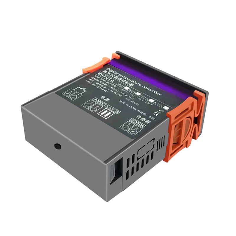 7016A Digital Temperature Switch Controller For Freezer Fridge Hatching Grey/Orange 9 x 4 x 8cm