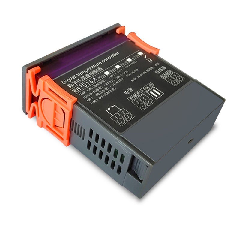 7016A Digital Temperature Switch Controller For Freezer Fridge Hatching Grey/Orange 9 x 4 x 8cm