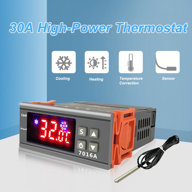 7016A Digital Temperature Switch Controller For Freezer Fridge Hatching Grey/Orange 9 x 4 x 8cm - Image 2