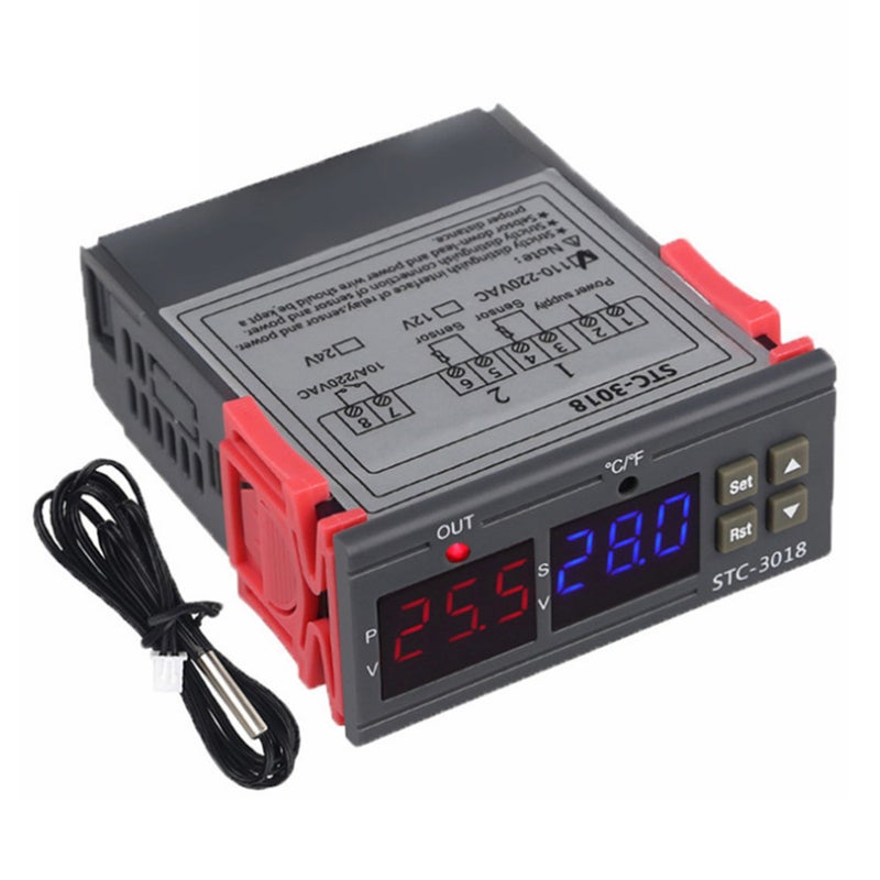 STC-3018 Intelligent Digital Temperature Controller For Freezer Fridge Hatching Grey/Orange 9 x 4 x 8cm  - Image 2