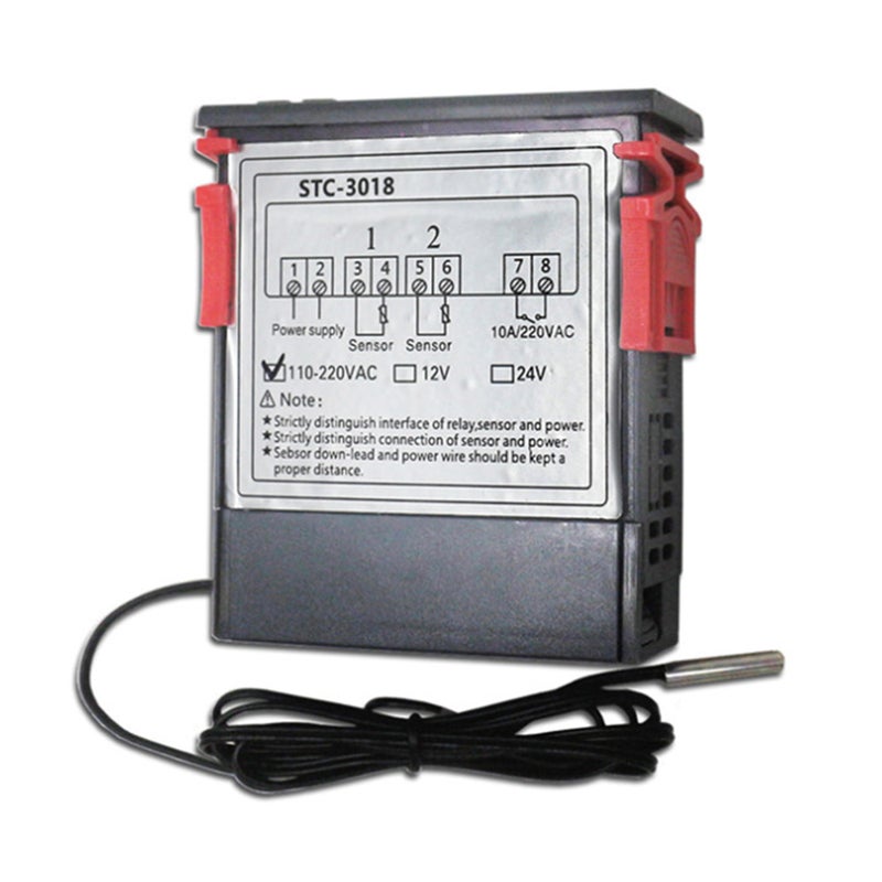 STC-3018 Intelligent Digital Temperature Controller For Freezer Fridge Hatching Grey/Orange 9 x 4 x 8cm  - Image 1