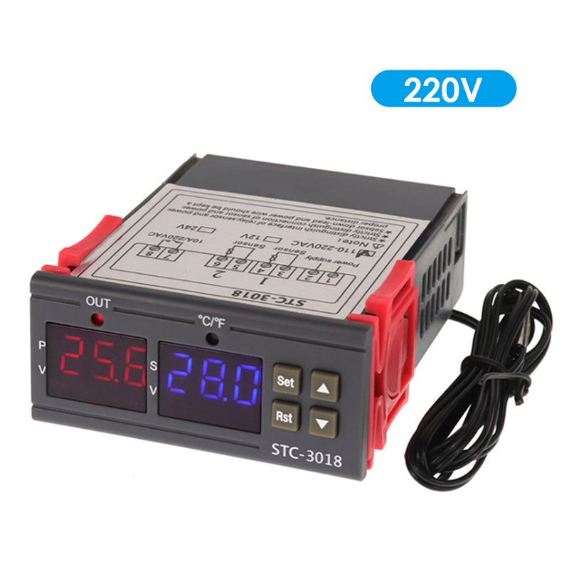 STC-3018 Intelligent Digital Temperature Controller For Freezer Fridge Hatching Grey/Orange 9 x 4 x 8cm  - Image 3