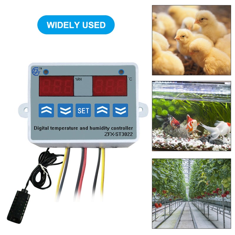 ZFX-ST3022 Dual Display Temperature Humidity Controller For Freezer Fridge Hatching Multicolour 7.60 x 3.10 x 5.50cm - Image 1