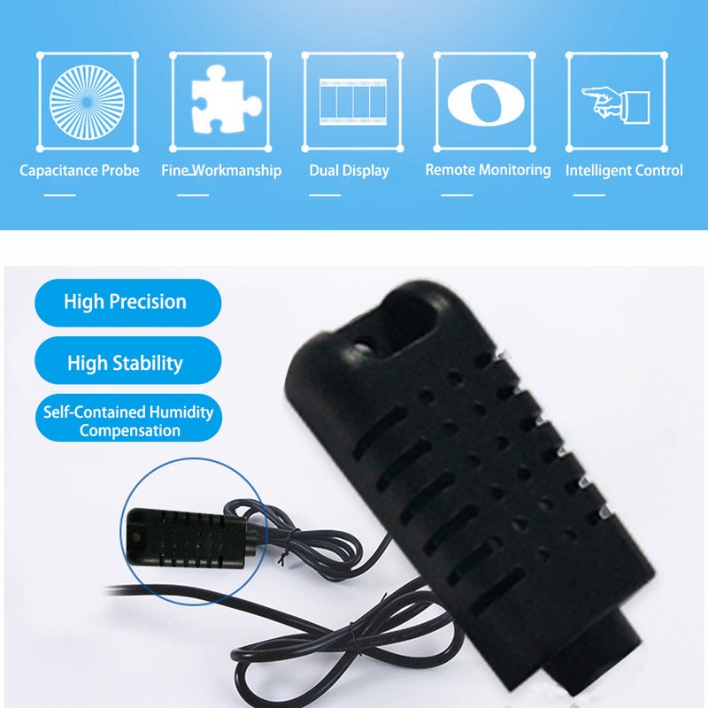 ZFX-ST3022 Dual Display Temperature Humidity Controller For Freezer Fridge Hatching Multicolour 7.60 x 3.10 x 5.50cm