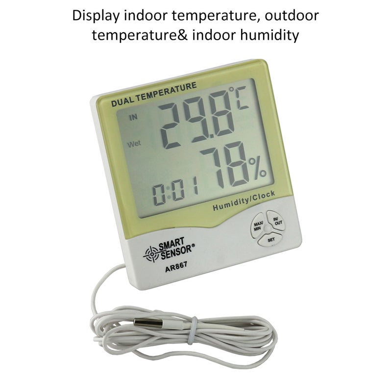 Generic - Handheld Digital Hygrometer Tester Grey/Green 21.50 x 4.50 x 14.50cm - Image 1