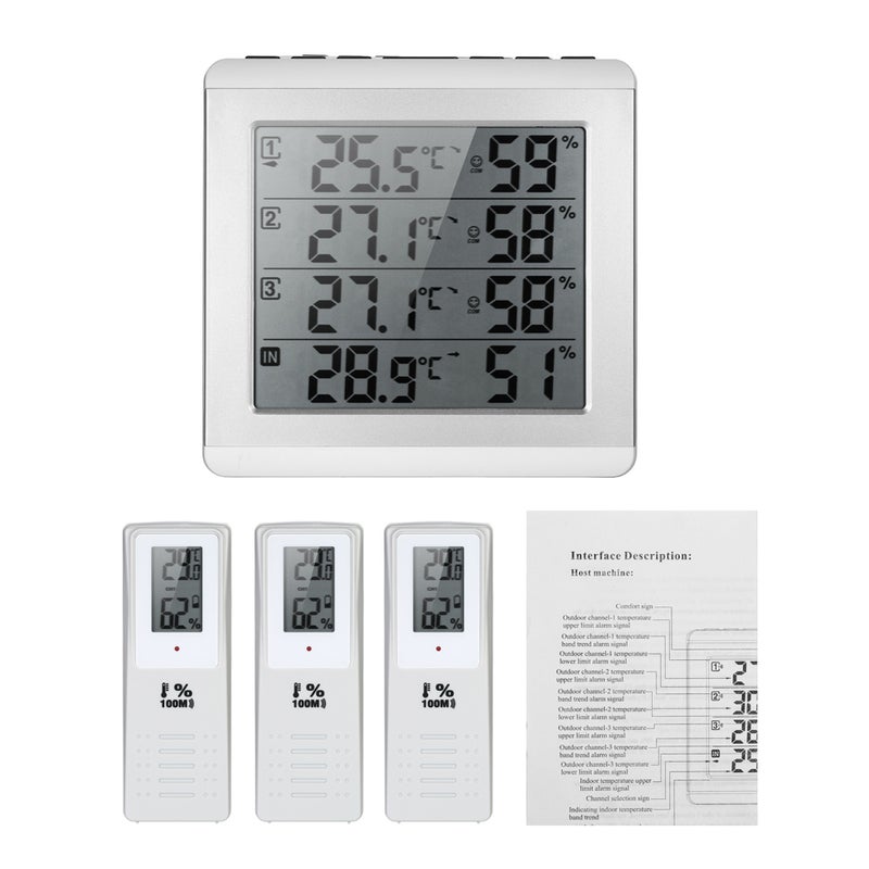 LCD Digital Wireless Indoor And Outdoor Thermometer Grey 21 x 9 x 19.60cm - Image 3