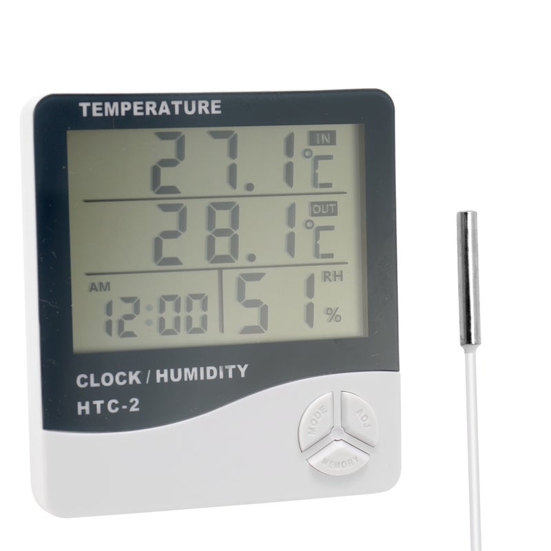 ماركة غير محددة مقياس الحرارة اللاسلكي للاستخدام داخل المنزل وخارجه مزود بشاشة LCD رقمية أبيض/أسود/رمادي 18 x 3 x 12سم  - Image 1