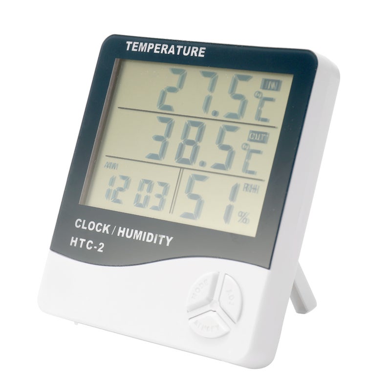 ماركة غير محددة مقياس الحرارة اللاسلكي للاستخدام داخل المنزل وخارجه مزود بشاشة LCD رقمية أبيض/أسود/رمادي 18 x 3 x 12سم  - Image 3