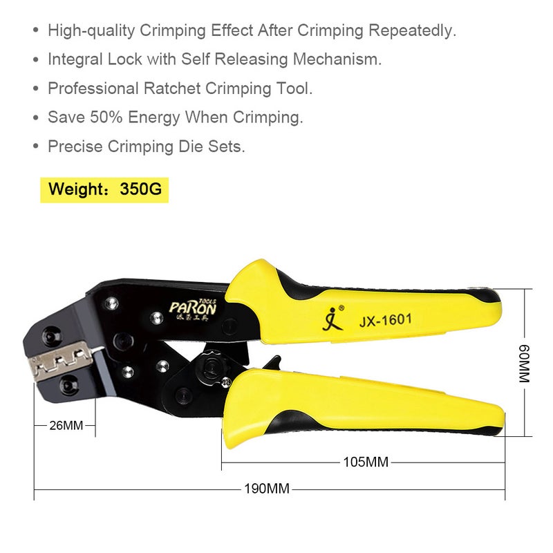 Ratcheting Terminal Crimping Plier Yellow/Black 23.50 x 4.50 x 18.50cm  - Image 3