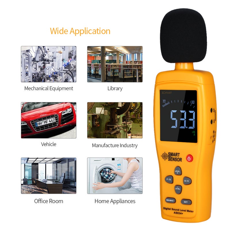 Digital LCD Sound Level Monitoring Tester Orange/Black 24.50 x 5.20 x 9.20cm - Image 4