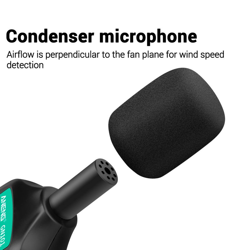 أنينج عداد ضوضاء رقمي 35DB-135DB مع ميكروفون مكثف أسود/أخضر 27 x 4.50 x 10سم  - Image 3