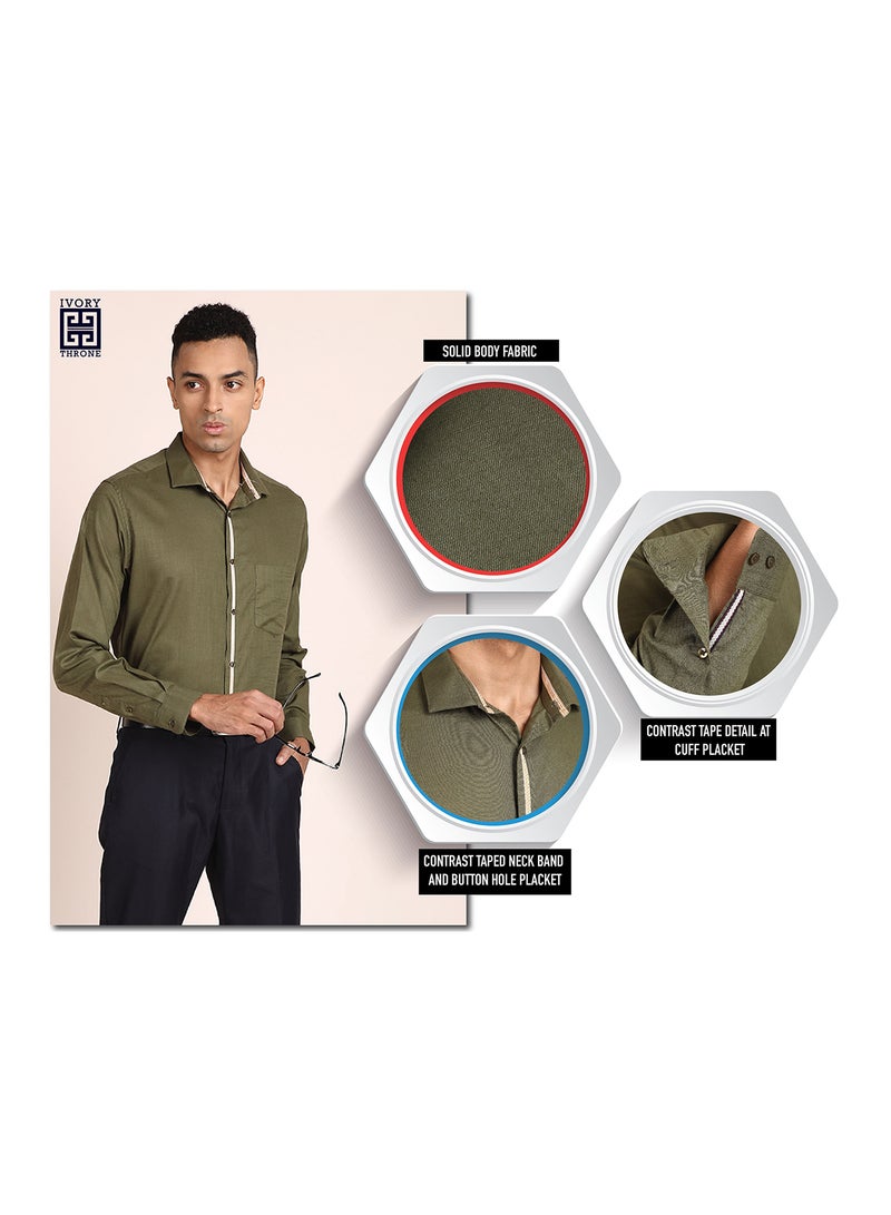 Classic Cutaway Collared Formal Shirt Green