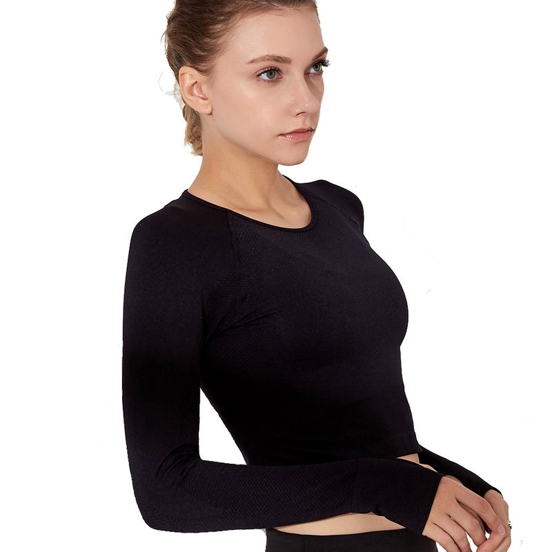 Soft and Comfortable Sportswear Crop Top Black - v1603887930/N41278160V_1