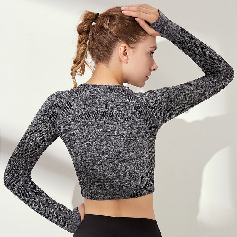 TOEON Soft and Comfortable Sportswear Crop Top Grey - Image 2