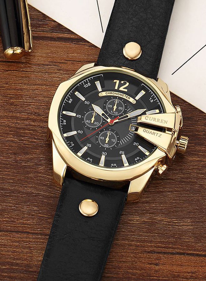 كارين ساعة يد كرونوغراف مقاومة للماء طراز 8176 - 54 ملم - أسود للرجال - Image 3