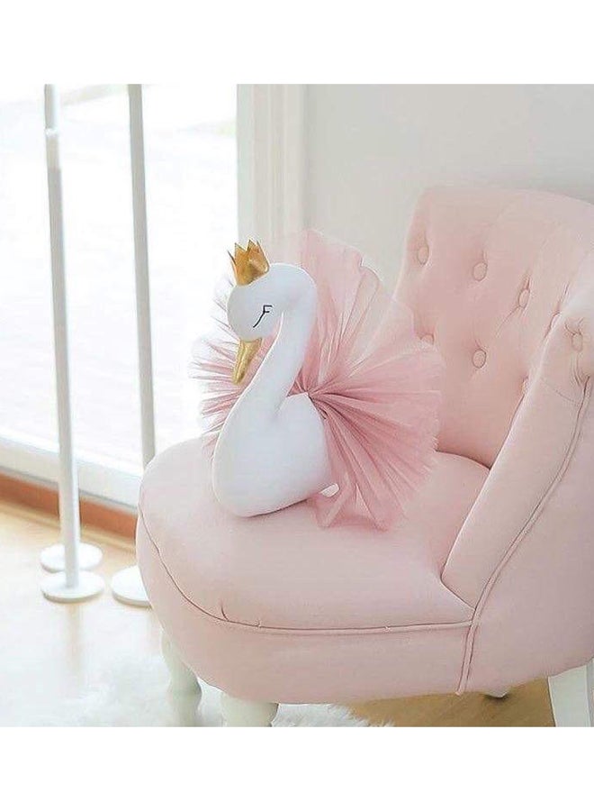 Bluelans - Lovely Crown Small Swan Shaped Wall Hanging Ornament Pink/White 40x54centimeter - Image 1