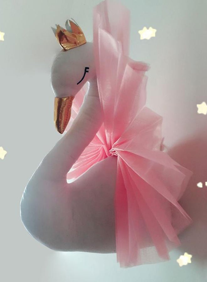 Bluelans - Lovely Crown Small Swan Shaped Wall Hanging Ornament Pink/White 40x54centimeter - Image 1