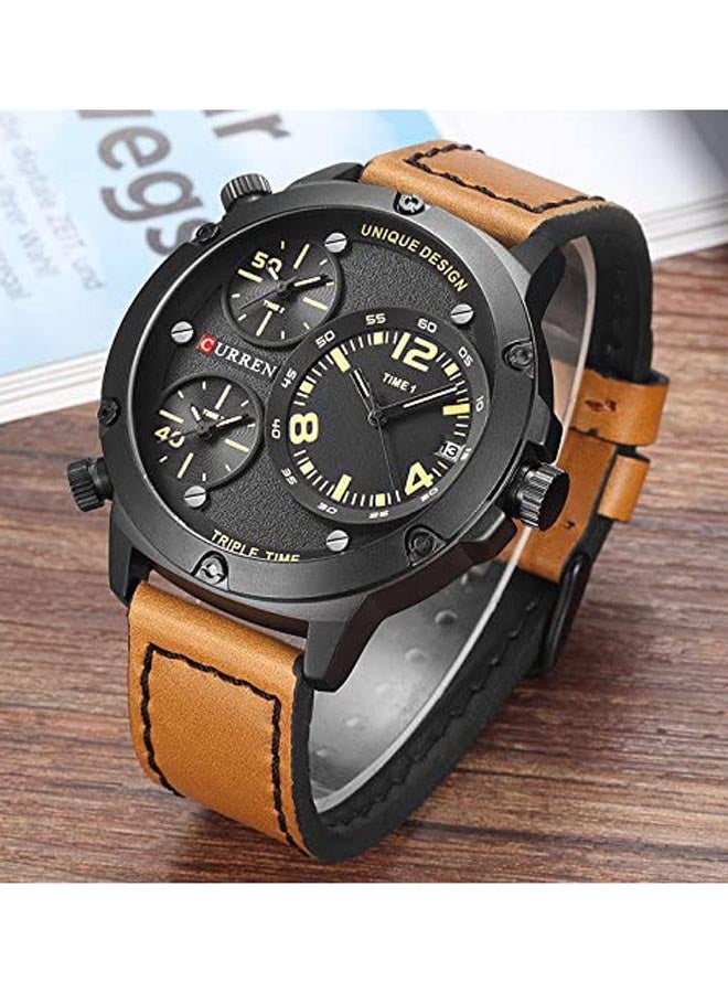 CURREN - men Water Resistant Leather Analog Watch 8262 - Image 1