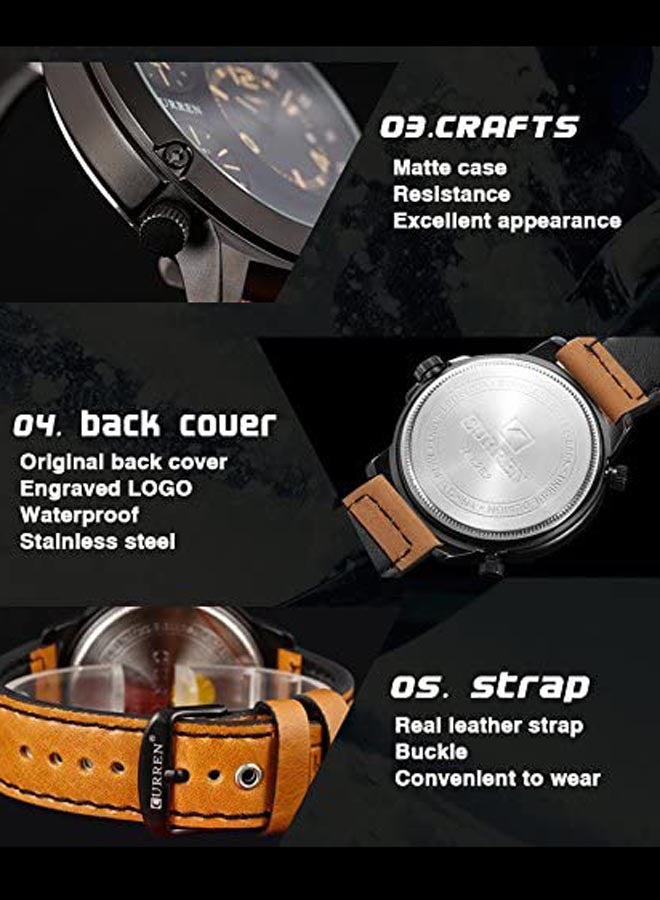 CURREN - men Water Resistant Leather Analog Watch 8262 - Image 1