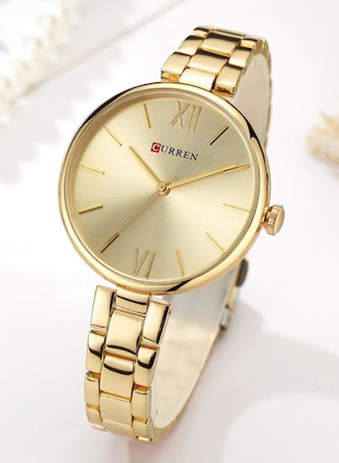 كارين ساعة يد بعقارب وبسوار مصنوع من سبيكة معدنية مقاومة للماء طراز 9017 - مقاس 36 مم - لون ذهبي للنساء - Image 4