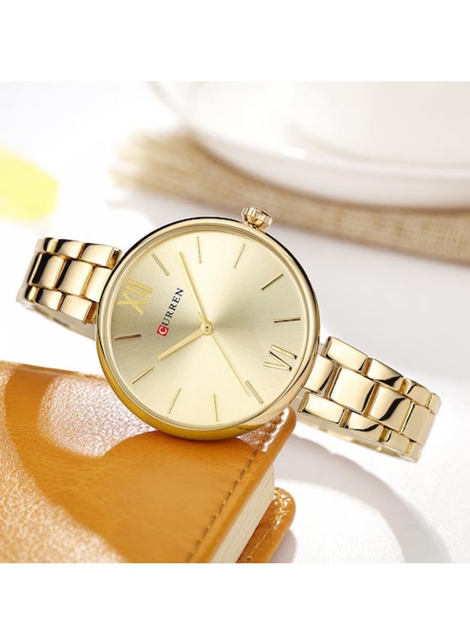 كارين ساعة يد بعقارب وبسوار مصنوع من سبيكة معدنية مقاومة للماء طراز 9017 - مقاس 36 مم - لون ذهبي للنساء - Image 5