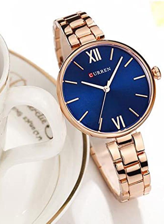 CURREN Women's Water Resistant Alloy Analog Watch 9017 - 36 mm - Rose Gold - Image 2