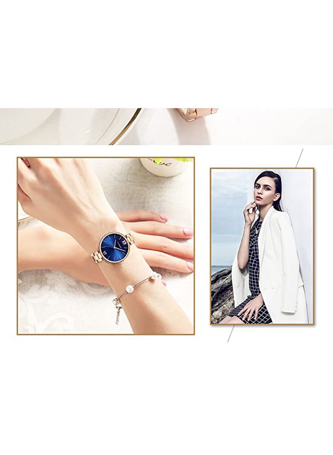 CURREN Women's Water Resistant Alloy Analog Watch 9017 - 36 mm - Rose Gold - Image 4