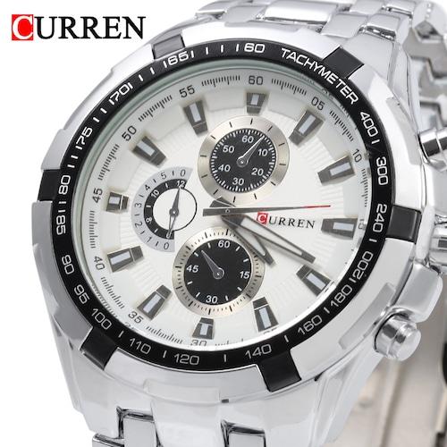 Men's Water Resistant Stainless Steel Analog Watch 8023 - 42 mm - Silver