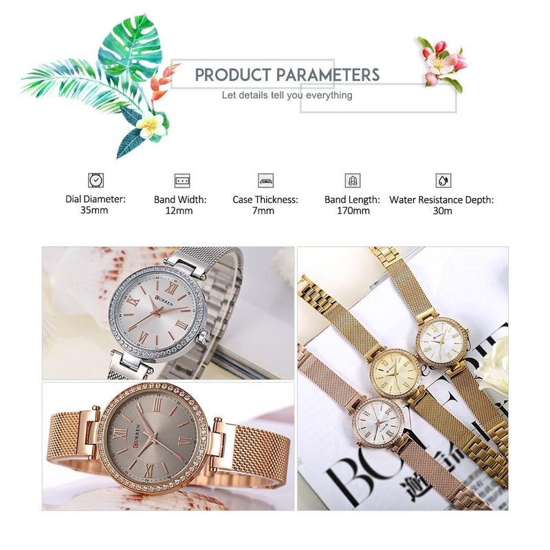 CURREN - women Water Resistant Analog Watch WT-CU-9011-SLD2 - 26 mm - Silver - Image 1