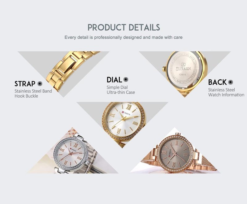 CURREN - women Water Resistant Analog Watch WT-CU-9011-SLD2 - 26 mm - Silver - Image 1