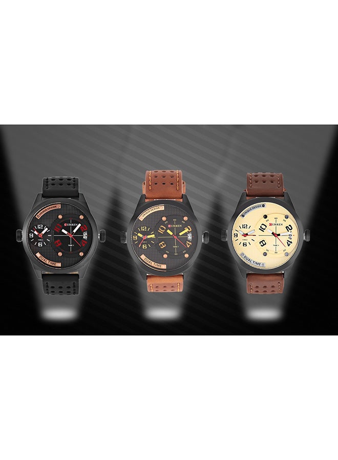 CURREN - men Leather Analog Wrist Watch WT-CU-8252-R2#D1 - 50 mm -Black - Image 1