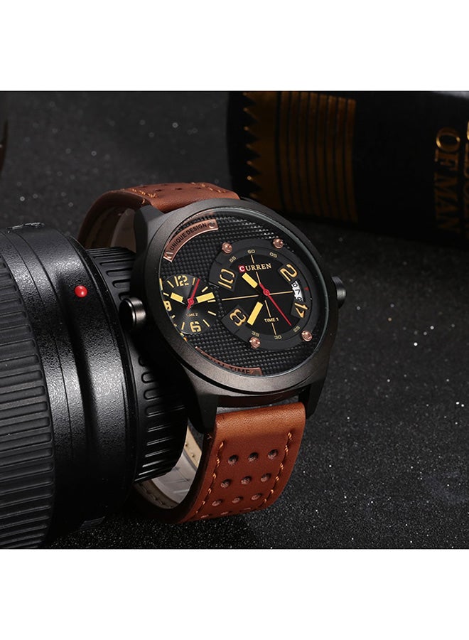 CURREN - men Leather Analog Wrist Watch WT-CU-8252-R2#D1 - 50 mm -Black - Image 1