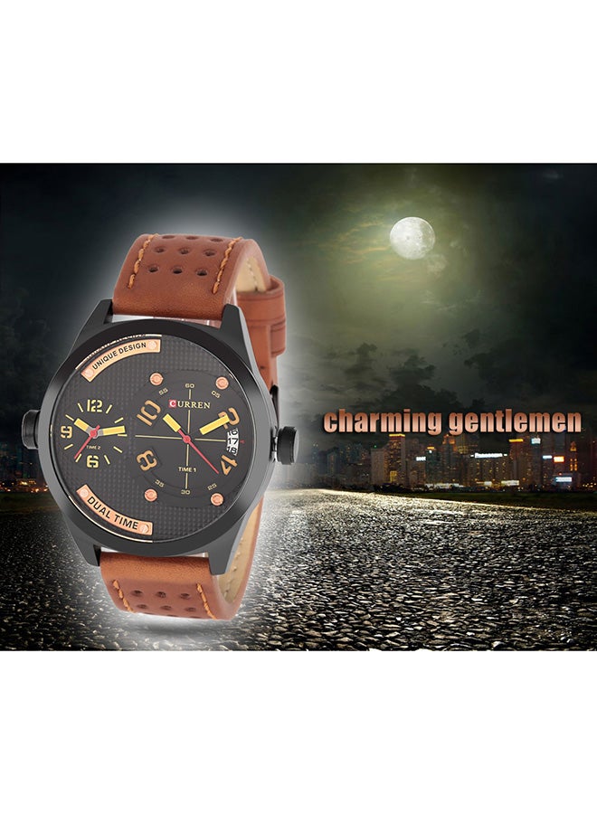 CURREN - men Leather Analog Wrist Watch WT-CU-8252-R2#D1 - 50 mm -Black - Image 1