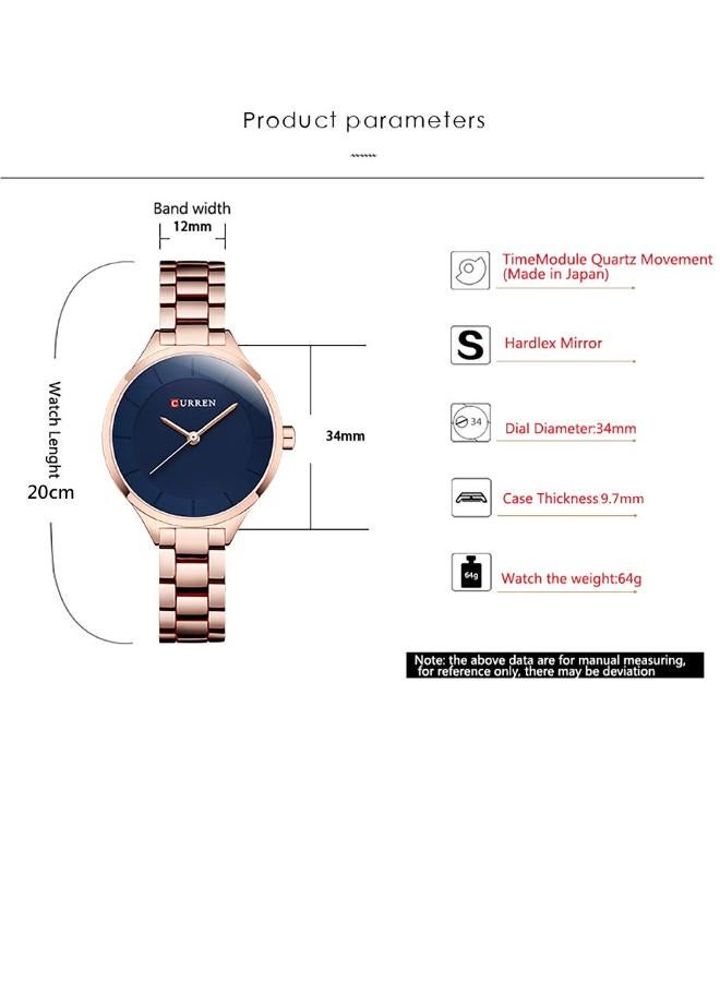 كارين ساعة يد بعقارب مقاومة للماء طراز 9015 - قياس 32 مم - لون ذهبي women - Image 4