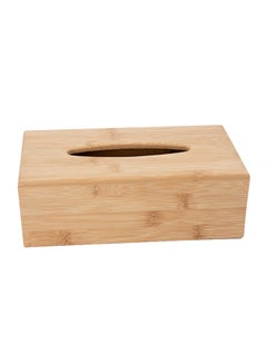دانيا صندوق مناديل ورقية من الخيزران بني فاتح 14x26x9سم  - Image 1