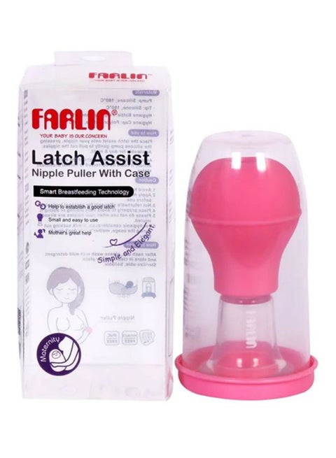 Latch Assist Nipple Puller With Case - Pink/Clear