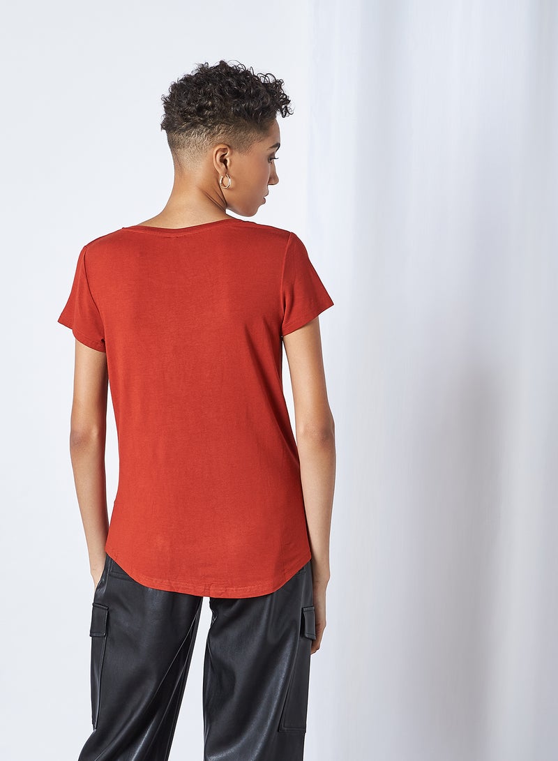 FAME FOREVER Crew Neck T-Shirt Rust  - Image 3