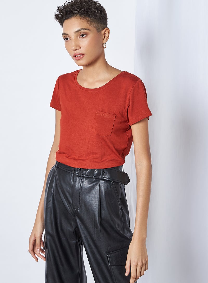 FAME FOREVER Crew Neck T-Shirt Rust  - Image 1