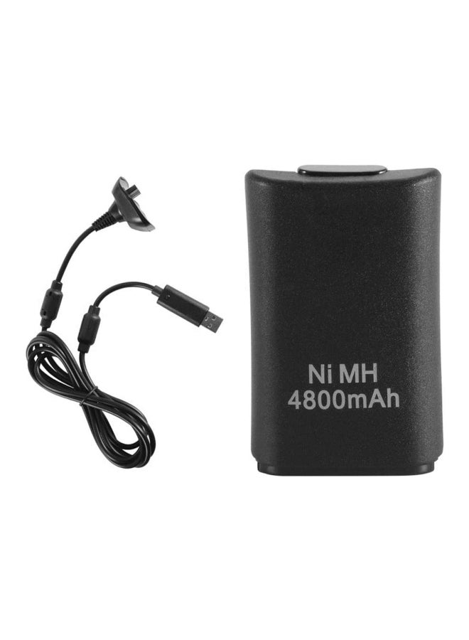 Black 2 in 1 Black Battery Pack Charging Cable USB Set for XBOX 360 Wireless Controller - Image 4