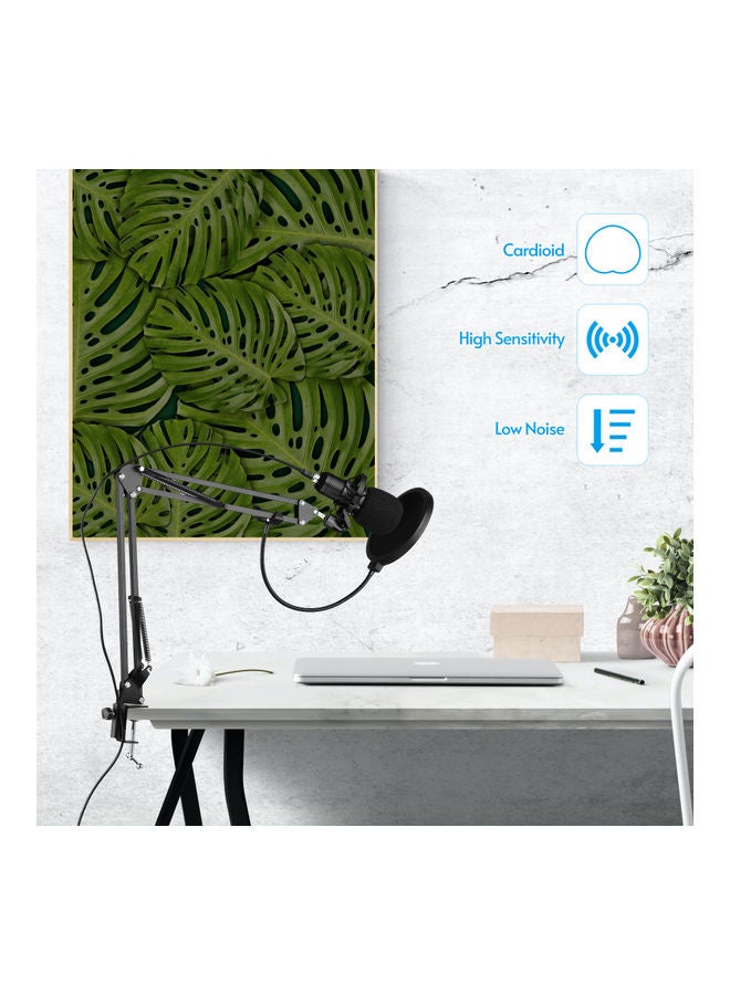 مجموعة ميكروفون مكثف بمنفذ  USB أسود - Image 2