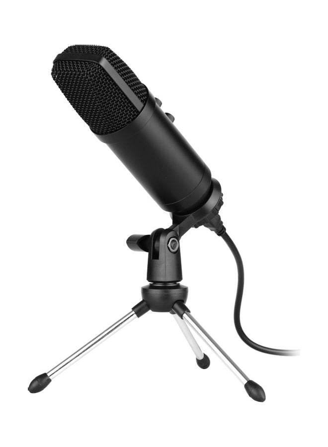 ammoon - USB Condenser Microphone with Mini Desktop Metal Tripod Stand & Windscreen Black - Image 1