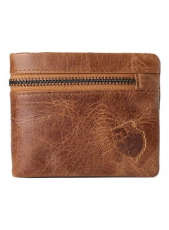 Zipper Detail Leather Wallet Light Brown