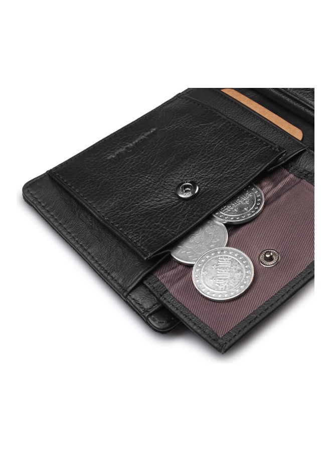 Beauenty - Leather Wallet Cowhide Change Silver Bag Personalized Black - Image 1