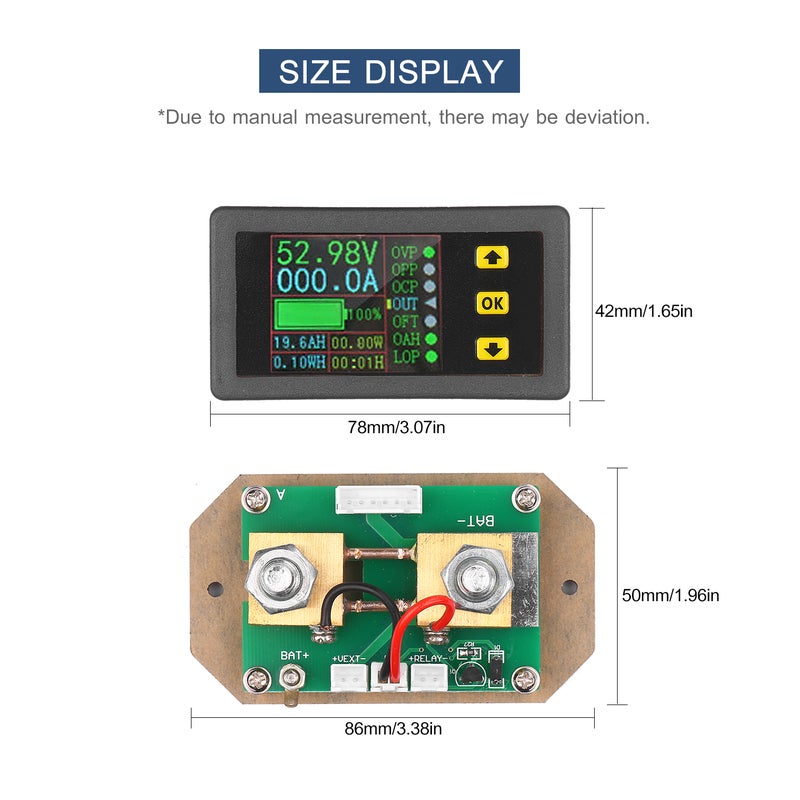 90V 0-100A Digital LCD Display Coulometer Black 12.00 X 5.00 X 12.00cm - Image 1