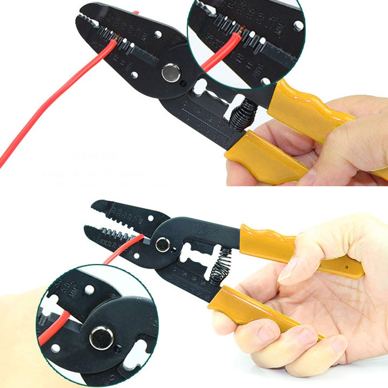 أداة متعددة الوظائف 7 في 1 مزودة بمشبك لتعرية وقطع الأسلاك أسود/ أصفر 19.00 X 3.00 X 13.00سم - Image 5